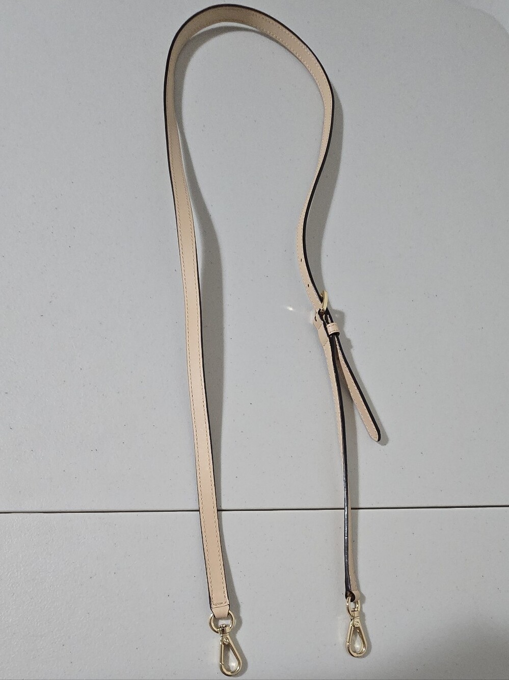 Michael Kors Neutral Cream Leather Bag Strap with Gold Buckle
